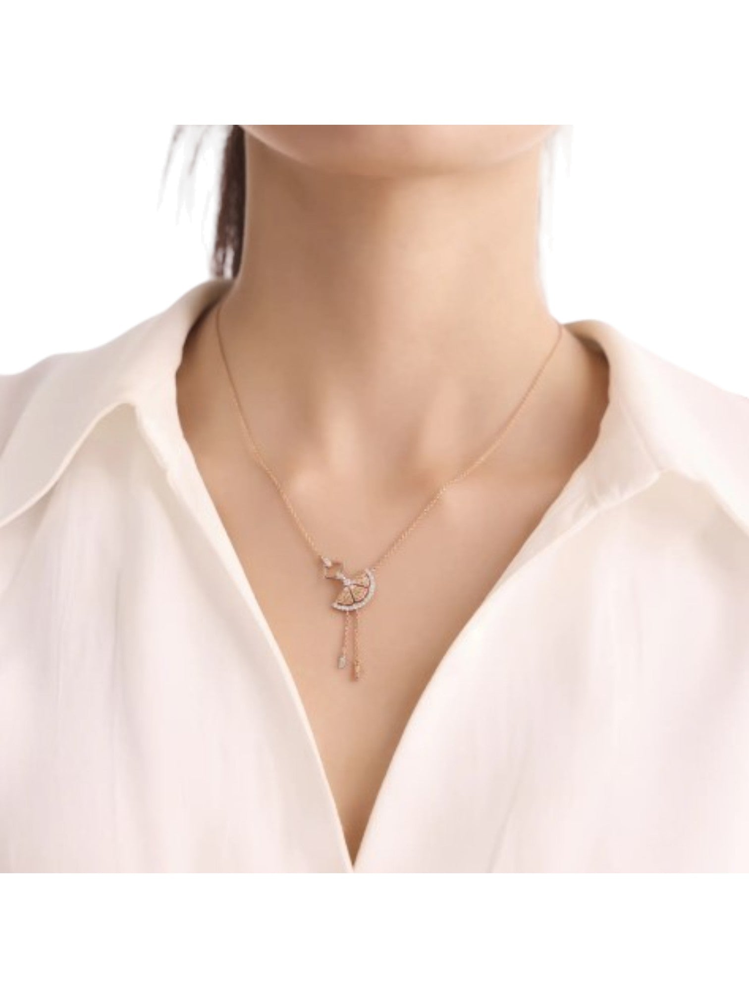 Stylish Half Cut Orange Design In 925 Sterling Silver Gold Plated Pendant With Chain For Women By Kesardeep